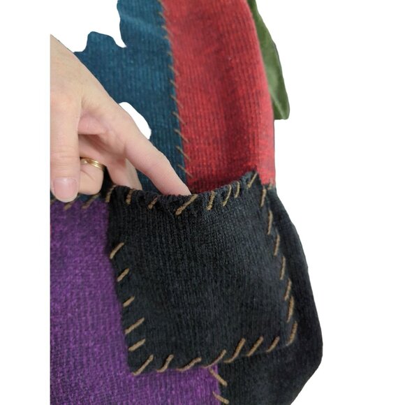 Carolina Colours Long Cardigan Sweater Patchwork Color Block Woman's size L - Picture 9 of 9